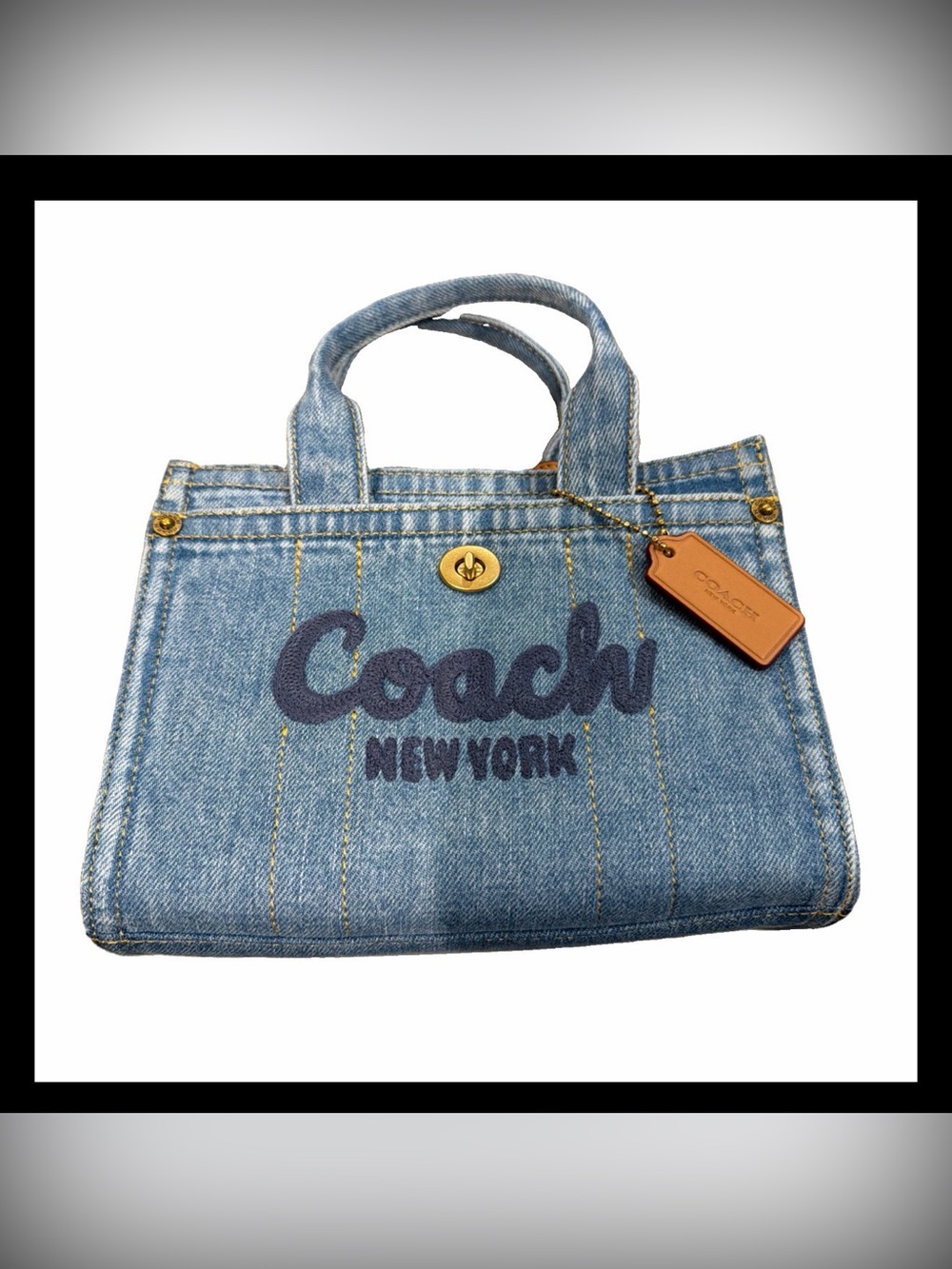 Coach Women's Mini Denim Cargo Tote 20 Handbag NWOT
